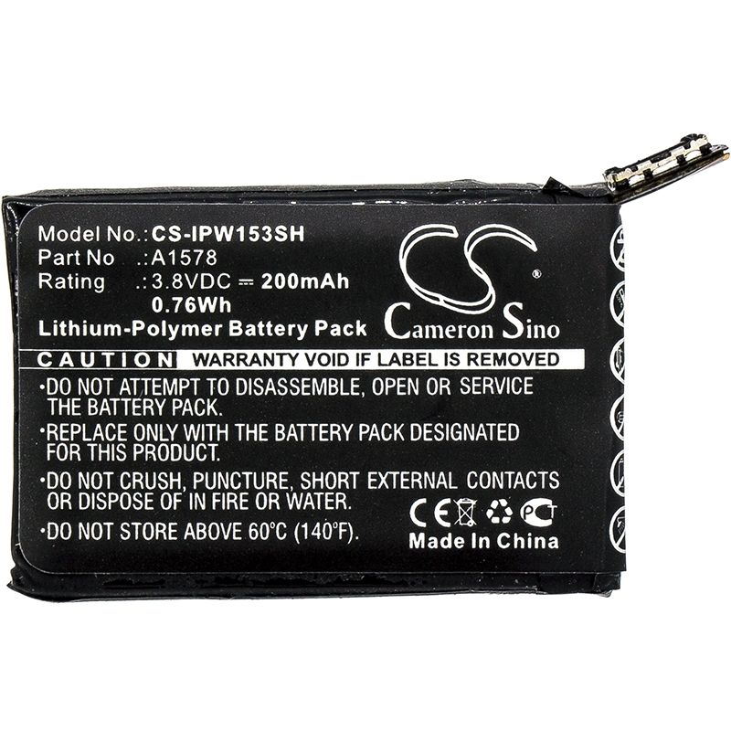 Li-polymer Battery Fits Apple, A1553, A1554, Mj2t2ll/a 3.8v, 200mah Smartwatch Cameron Sino Technology Limited