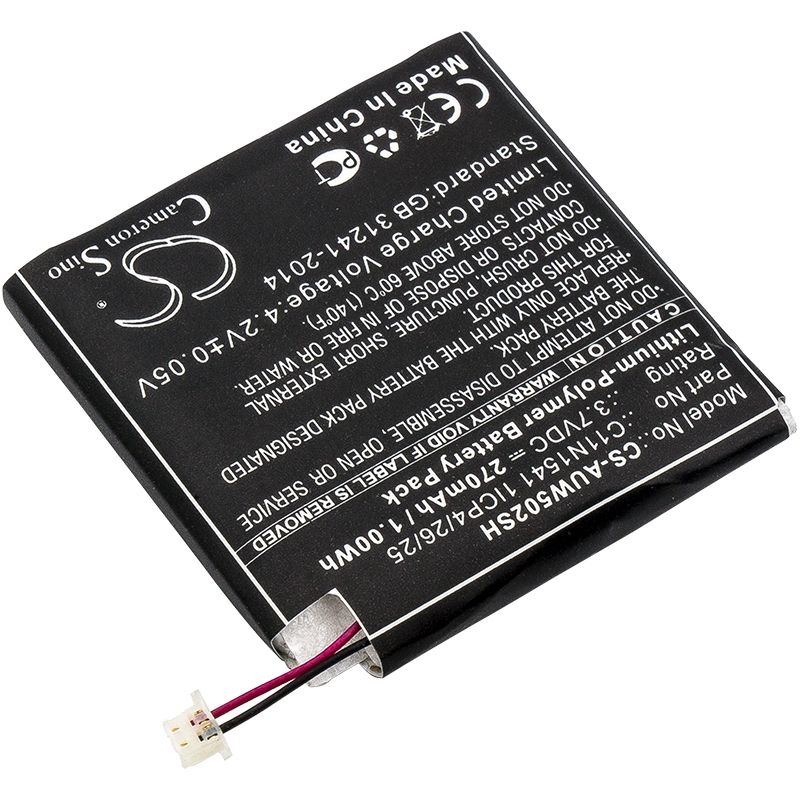 Li-polymer Battery Fits Asus, W1502qf, Zenwatch 2, 3.7v, 270mah Smartwatch Cameron Sino Technology Limited