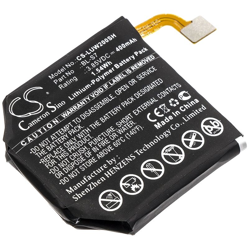 Li-Polymer Battery fits Lg, W200, Watch Urbane 2nd Edition Lte, 3.85V, 400mAh Smartwatch Cameron Sino Technology Limited