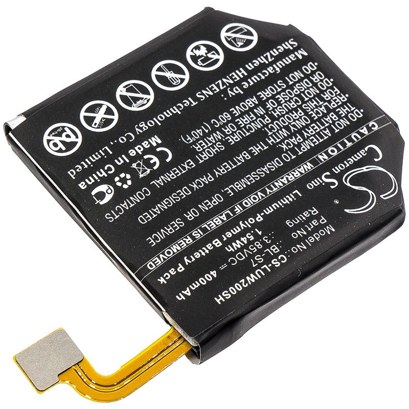 Li-Polymer Battery fits Lg, W200, Watch Urbane 2nd Edition Lte, 3.85V, 400mAh Smartwatch Cameron Sino Technology Limited