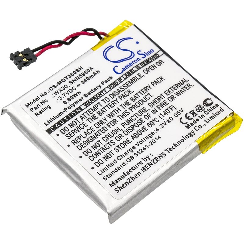 Li-Polymer Battery fits Motorola, Moto 360, Motorola 3.7V, 240mAh Smartwatch Cameron Sino Technology Limited