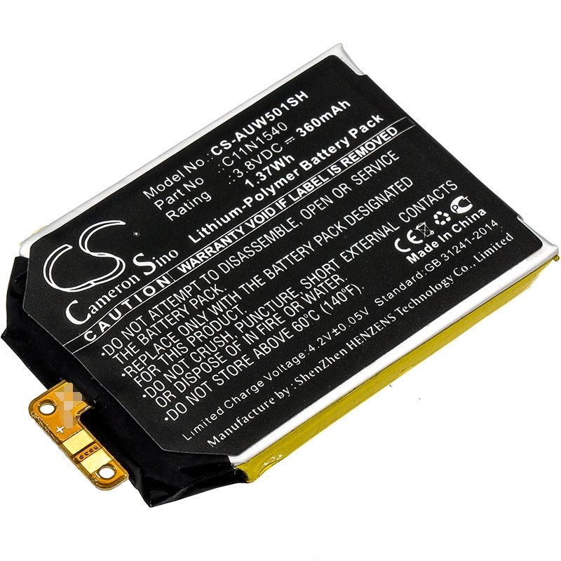 Li-Polymer Battery fits Asus, Wi501q, Wi501qf, Zenwatch 2 Wi501qf 3.8V, 360mAh Smartwatch Cameron Sino Technology Limited