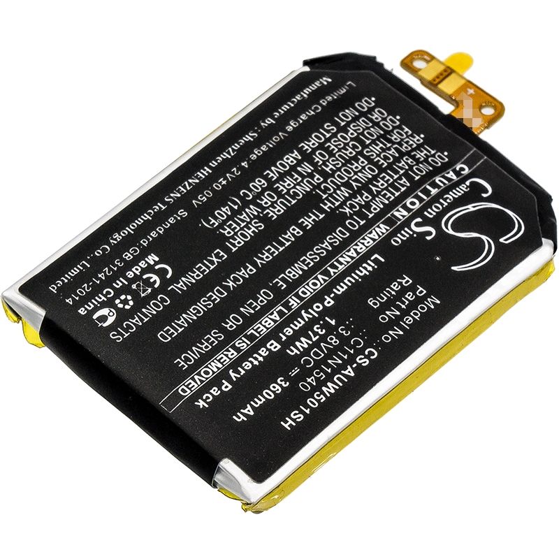 Li-Polymer Battery fits Asus, Wi501q, Wi501qf, Zenwatch 2 Wi501qf 3.8V, 360mAh Smartwatch Cameron Sino Technology Limited