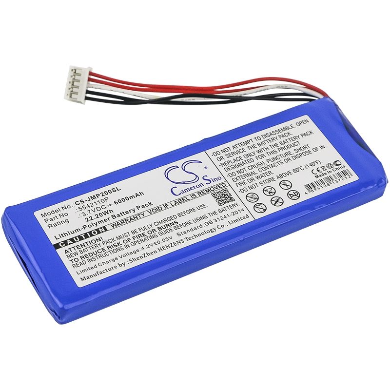 Li-Polymer Speaker Battery fits Jbl, Pulse 2, Pulse Ii, Pulse2blkus 3.7V, 6000mAh Speaker Cameron Sino Technology Limited