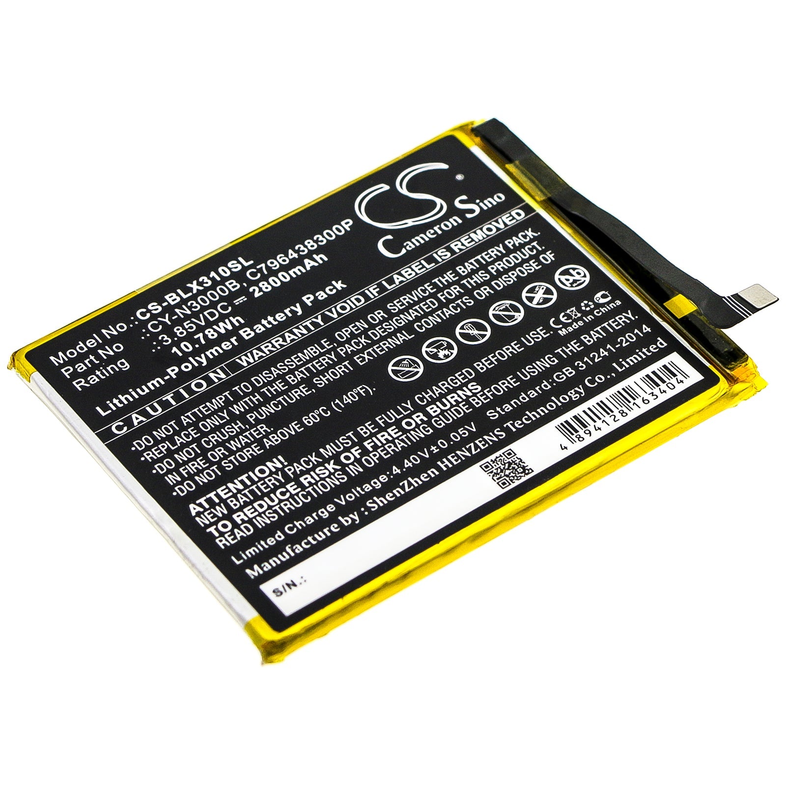 10.78Wh Li-Polymer SmartPhone Battery fits Blu, V0310ww, Vivo Xi Plus 3.85V, 2800mAh Mobile & SmartPhone Cameron Sino Technology Limited