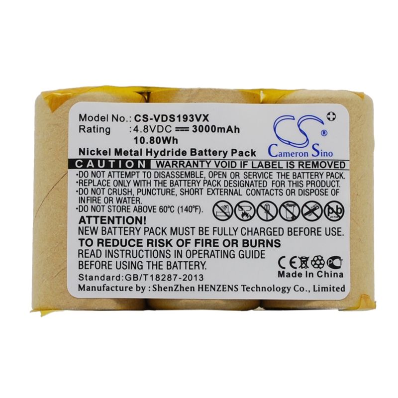 Ni-MH Battery fits Vileda, As-193e9a 4.8V, 3000mAh Vacuum Cameron Sino Technology Limited