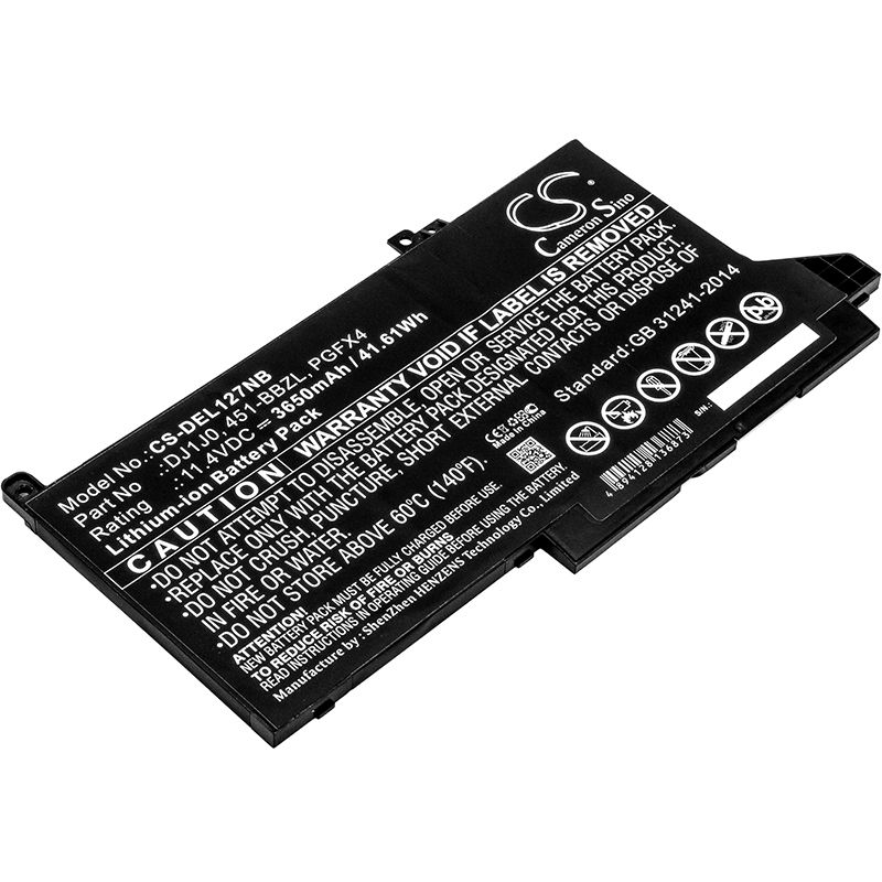 11.4V Li-ion Battery Fits Dell, Latitude 12 7000, Latitude 12 7280, Latitude 12 7480 41Wh, 3650mah Notebook & Laptop Cameron Sino Technology Limited