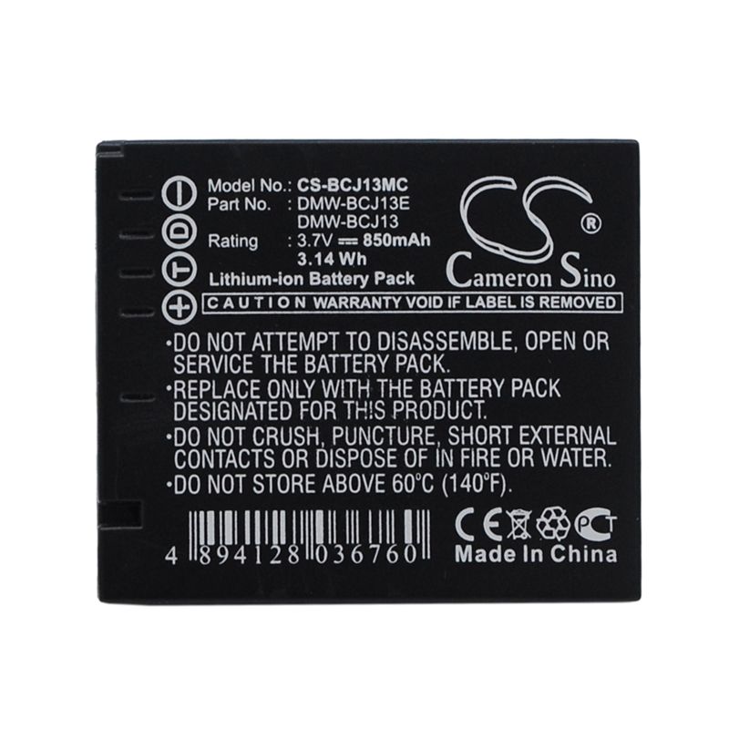 Li-ion Battery fits Leica, D-lux5, D-lux5e, D-lux6 3.7V, 850mAh Camera Cameron Sino Technology Limited
