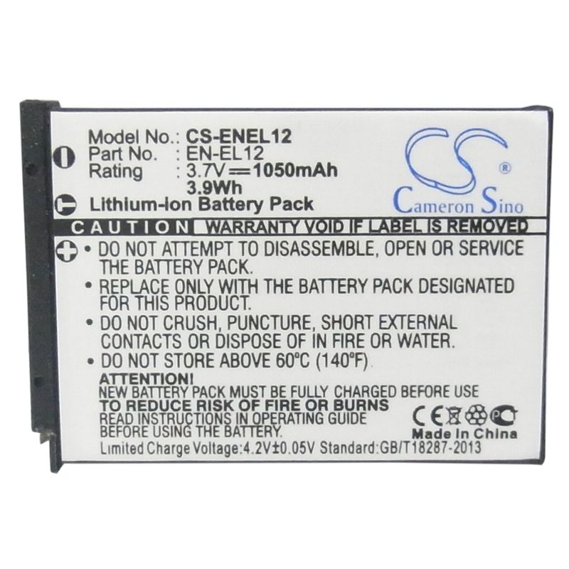 Li-ion Battery Fits Nikon, Coolpix Aw100s, Coolpix S1000pj, Coolpix S6150 3.7v, 1050mah Camera Cameron Sino Technology Limited