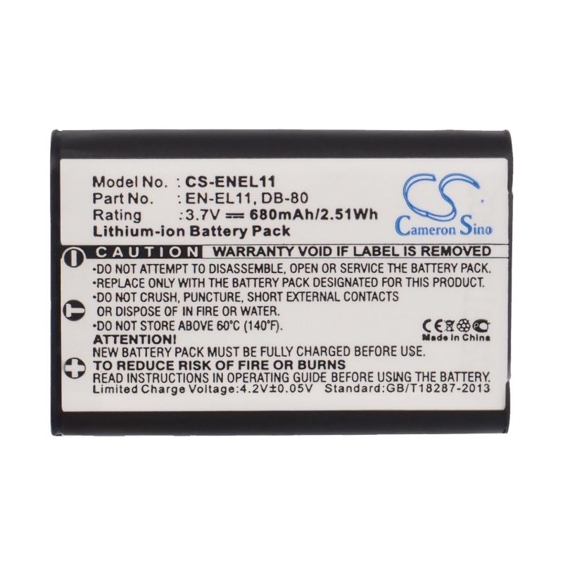 Li-ion Battery Fits Nikon, Coolpix S550, Coolpix S560, Olympus 3.7v, 680mah Camera Cameron Sino Technology Limited