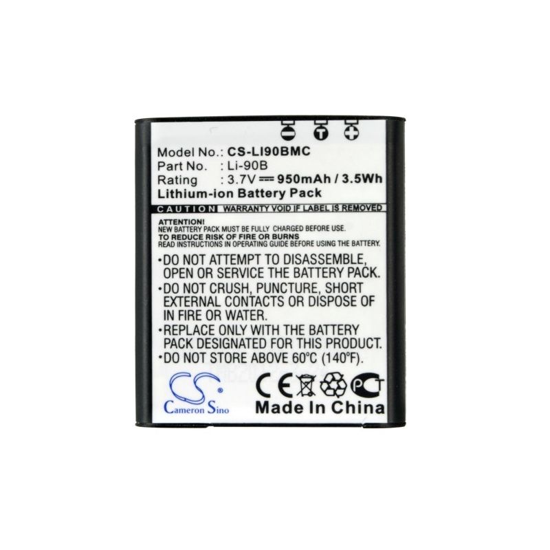 Li-ion Battery fits Olympus, Powers Stylus Sp-100, Sh-50 His, Stylus Xz-2 3.7V, 950mAh Camera Cameron Sino Technology Limited