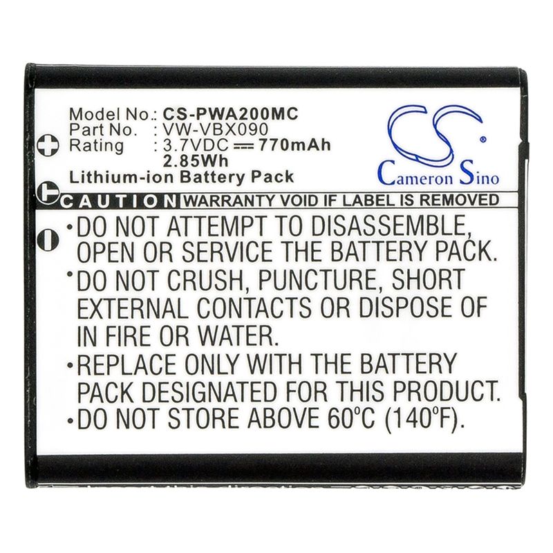 Li-ion Battery Fits Panasonic, Hx-wa03, Hx-wa03h, Hx-wa03w 3.7v, 770mah Camera Cameron Sino Technology Limited