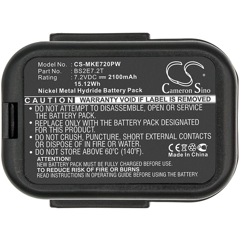 Ni-MH Battery fits Atlas Copco, Pes7.2t, Milwaukee, Pes 7.2t 7.2V, 2100mAh Power Tools Cameron Sino Technology Limited (Suspended)