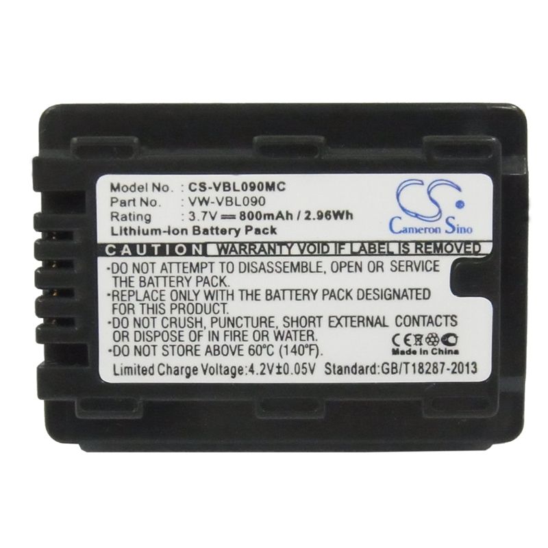 Li-ion Battery Fits Panasonic, Hdc-hs60k, Hdc-sd40, Hdc-sd60 3.7v, 800mah Camera Cameron Sino Technology Limited