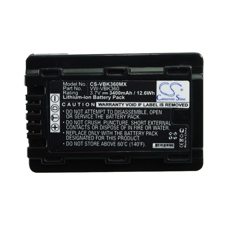 Li-ion Battery fits Panasonic, Hc-v10, Hc-v100, Hc-v100m 3.7V, 3400mAh Camera Cameron Sino Technology Limited