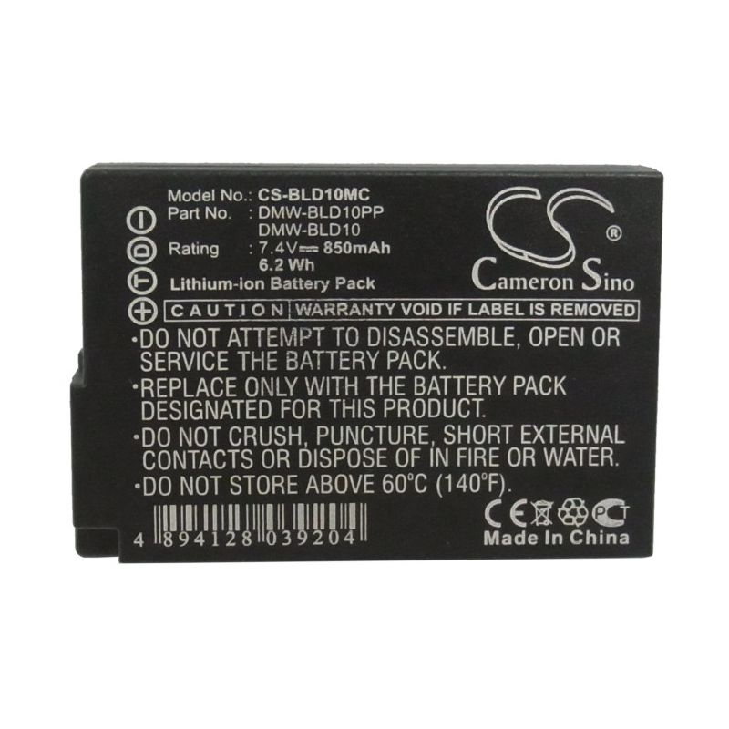 Li-ion Battery fits Panasonic, Lumix Dmc-g3, Lumix Dmc-g3k, Lumix Dmc-g3kbody 7.4V, 850mAh Camera Cameron Sino Technology Limited (Suspended)