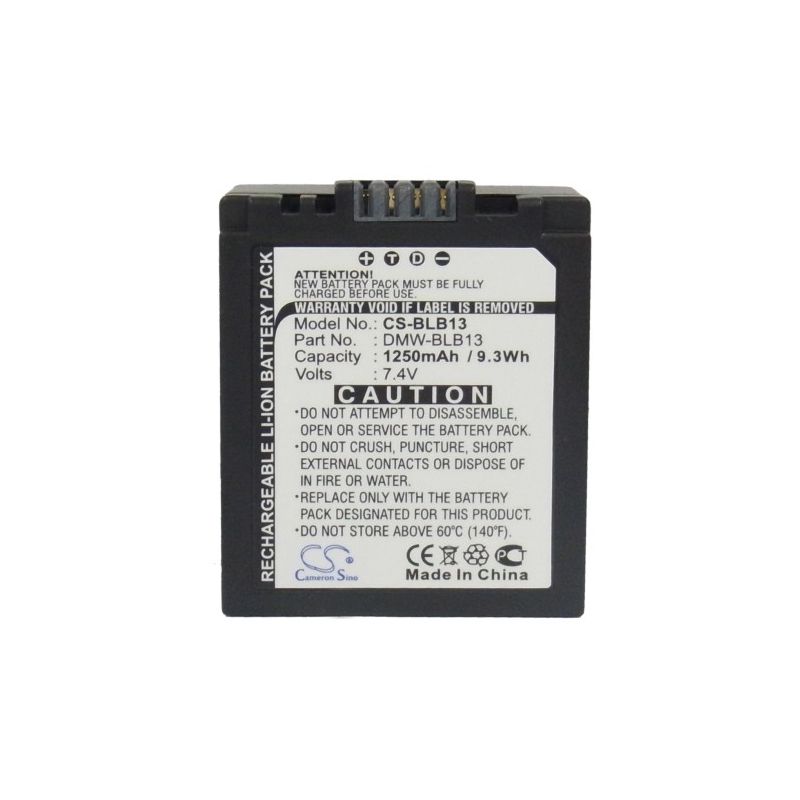 Li-ion Battery fits Panasonic, Lumix Dmc-g1, Lumix Dmc-g1 Slr, Lumix Dmc-g10 7.4V, 1250mAh Camera Cameron Sino Technology Limited