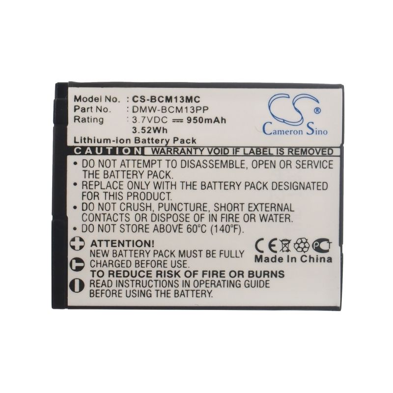 Li-ion Battery fits Panasonic, Lumix Dmc-ft5, Lumix Dmc-ft5a, Lumix Dmc-ft5d 3.7V, 950mAh Camera Cameron Sino Technology Limited