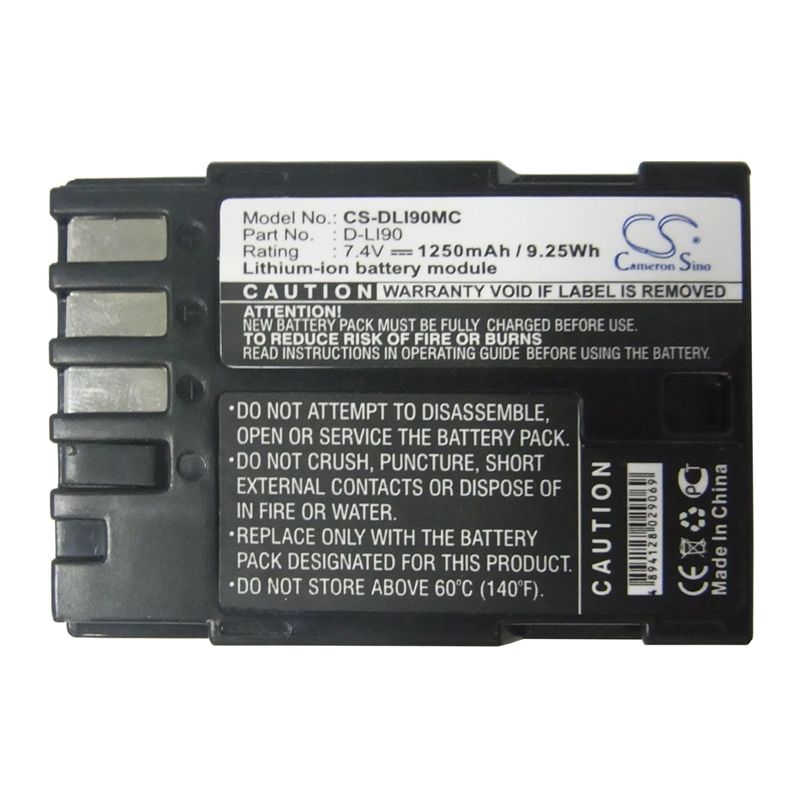 Li-ion Battery Fits Pentax, 645d, 645z, K01 7.4v, 1250mah Camera Cameron Sino Technology Limited