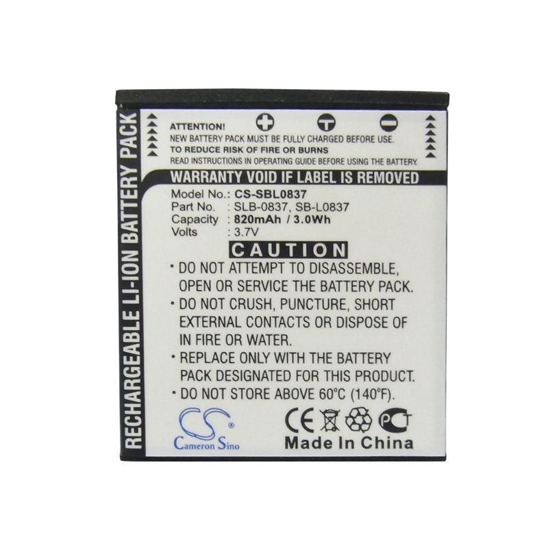 Li-ion Battery fits Samsung, Digimax I5, Digimax I50, Digimax I6 Pmp 3.7V, 820mAh Camera Cameron Sino Technology Limited