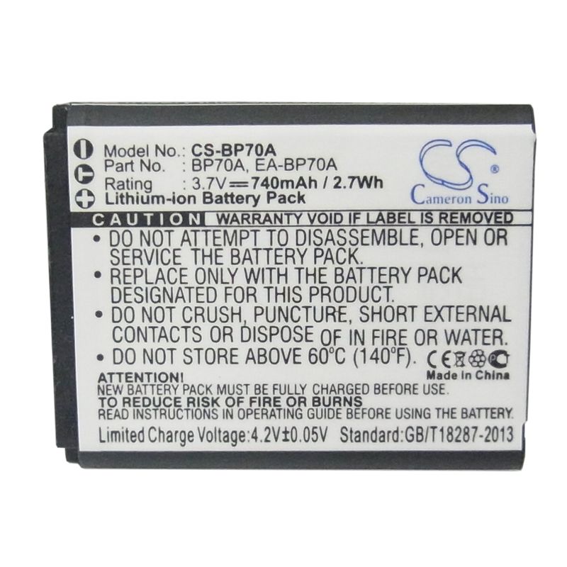 Li-ion Battery fits Samsung, Aq100, Dv100, Dv101 3.7V, 740mAh Camera Cameron Sino Technology Limited