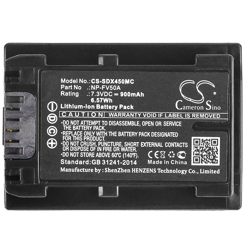 Li-ion Battery fits Sony, Fdr-ax33, Fdr-ax40, Fdr-ax45 7.3V, 900mAh Camera Cameron Sino Technology Limited