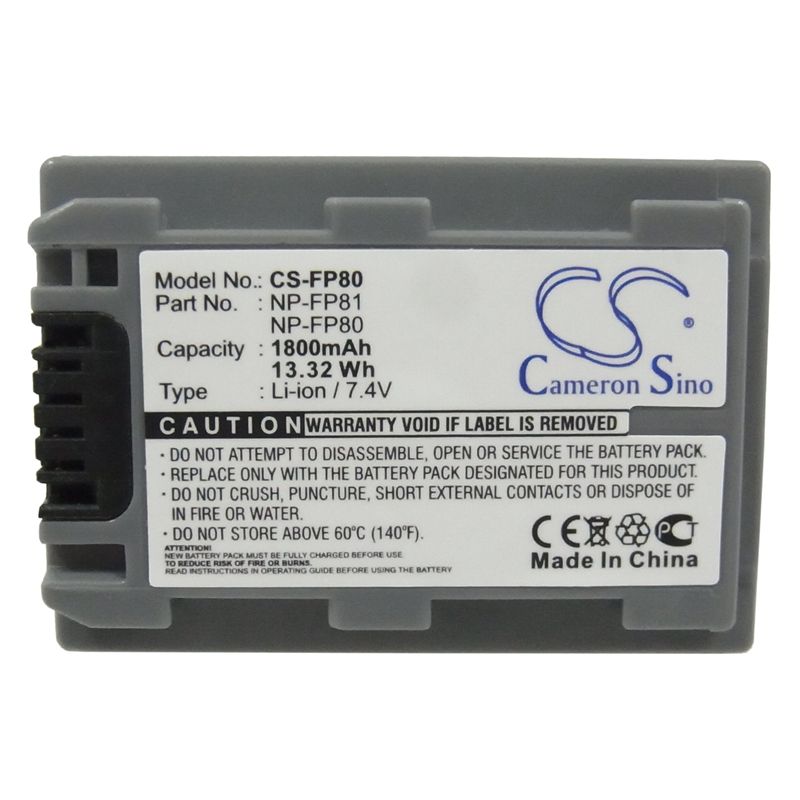 Li-ion Battery fits Sony, Dcr-30, Dcr-dvd103, Dcr-dvd105 7.4V, 1800mAh Camera Cameron Sino Technology Limited