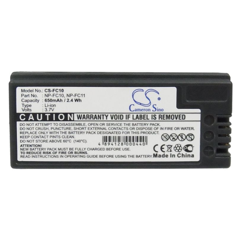 Li-ion Battery Fits Sony, Cyber-shot Dsc-f77, Cyber-shot Dsc-f77a, Cyber-shot Dsc-fx77 3.7v, 650mah Camera Cameron Sino Technology Limited