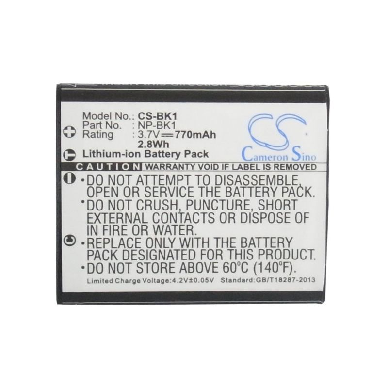 Li-ion Battery Fits Sony, Cyber-shot Dsc-s950p, Cyber-shot Dsc-s950s, Cyber-shot Dsc-s980 3.7v, 770mah Camera Cameron Sino Technology Limited