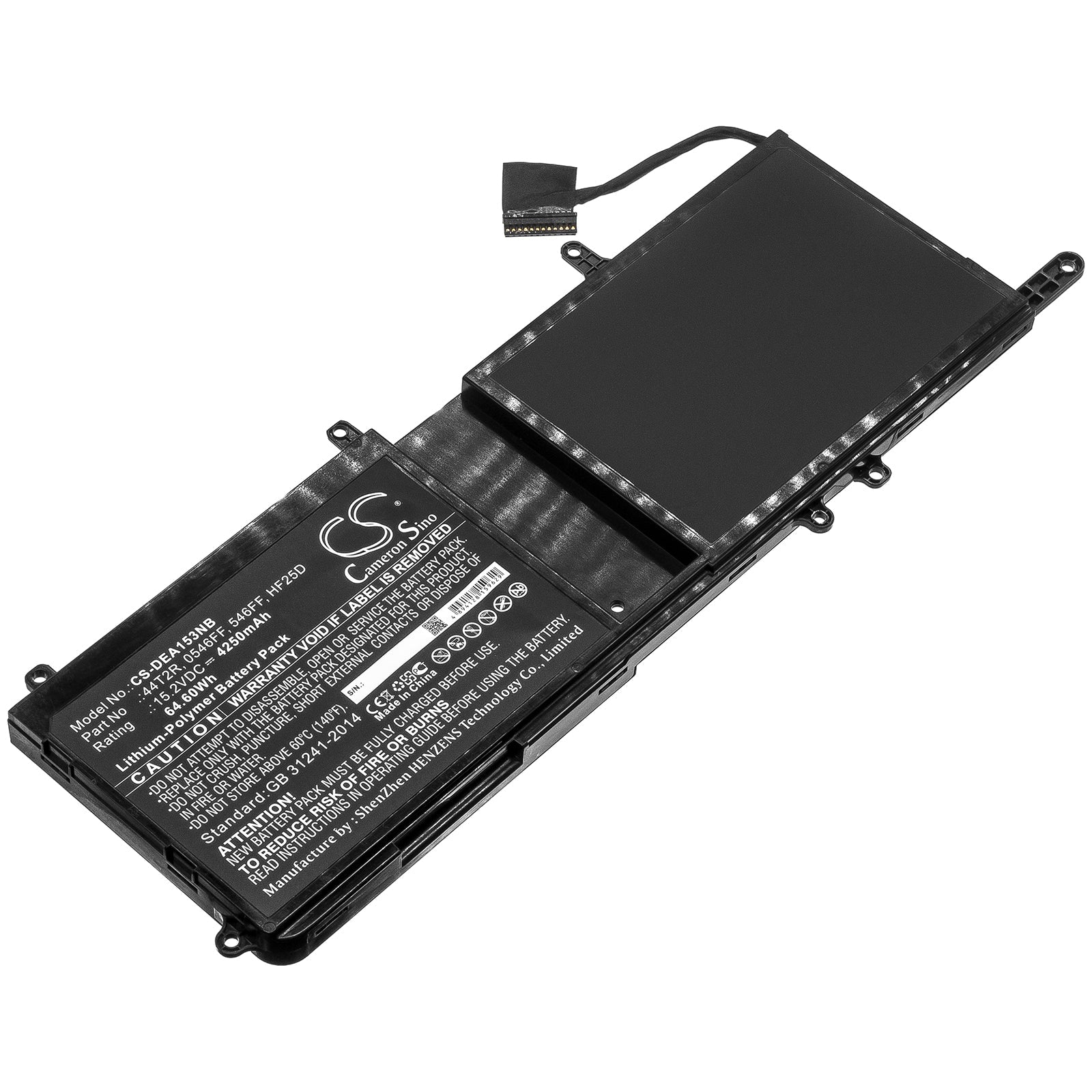15.2V Li-Polymer Battery fits Dell, 0546ff, 44t2r, 546ff, Hf25d 64Wh, 4250mAh Notebook & Laptop Cameron Sino Technology Limited