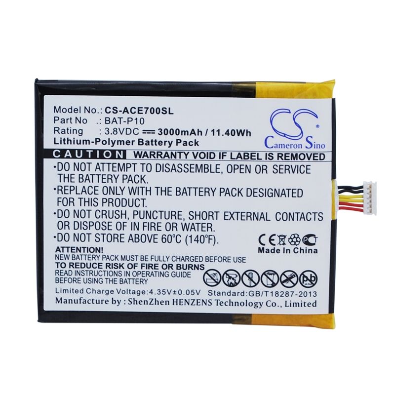 Li-polymer Battery Fits Acer, E39, Liquid E700, Liquid E700 Triple 3.8v, 3000mah Mobile & SmartPhone Cameron Sino Technology Limited