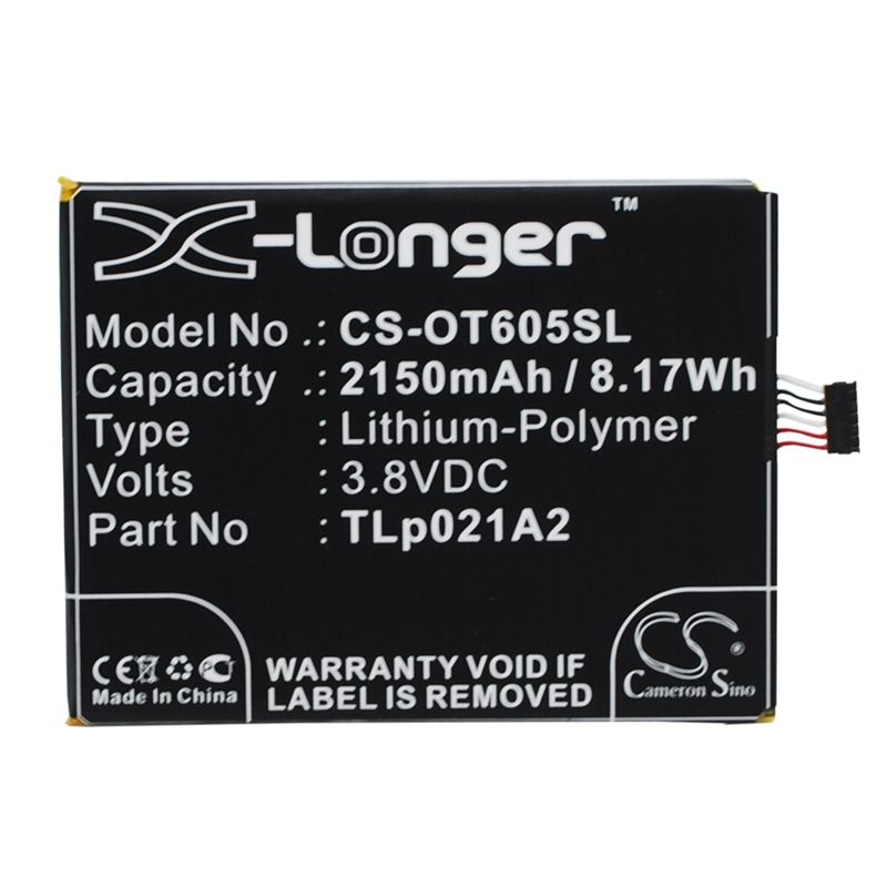 Li-Polymer Battery fits Alcatel, one touch idol 2s, ot-6050, ot-6050y 3.8V, 2150mAh Mobile & SmartPhone Cameron Sino Technology Limited
