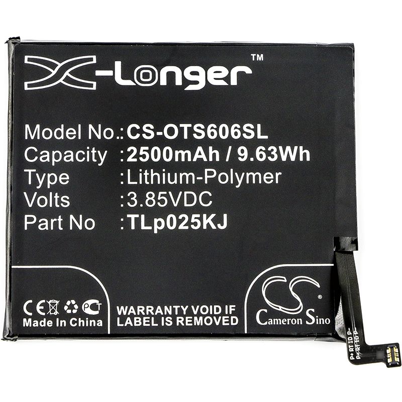 Li-Polymer Battery fits Alcatel, one touch idol 5s, one touch idol 5s lte, ot-6060s 3.85V, 2500mAh Mobile & SmartPhone Cameron Sino Technology Limited (Suspended)