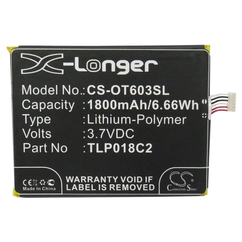 Li-Polymer Battery fits Alcatel, one touch idol ultra, ot-6033, ot-6033x 3.7V, 1800mAh Mobile & SmartPhone Cameron Sino Technology Limited (Suspended)