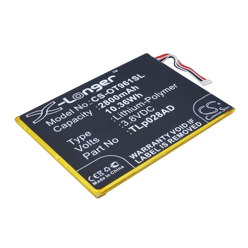 Li-polymer Battery Fits Alcatel, One Touch Pixi 7, Ot-9006w 3.8v, 2800mah Mobile & SmartPhone Cameron Sino Technology Limited