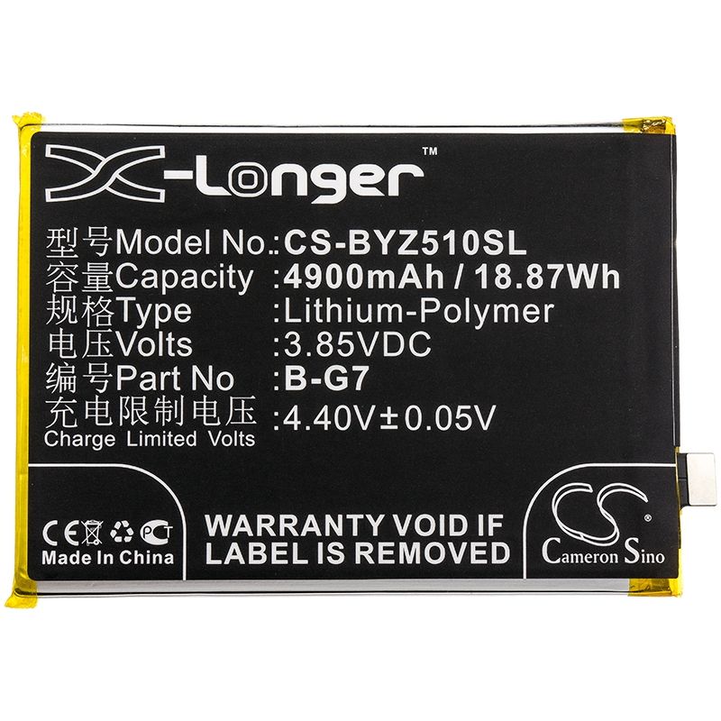 Li-Polymer Battery fits Bbk,1951, v1911a, v1919a 3.85V, 4900mAh Mobile & SmartPhone Cameron Sino Technology Limited