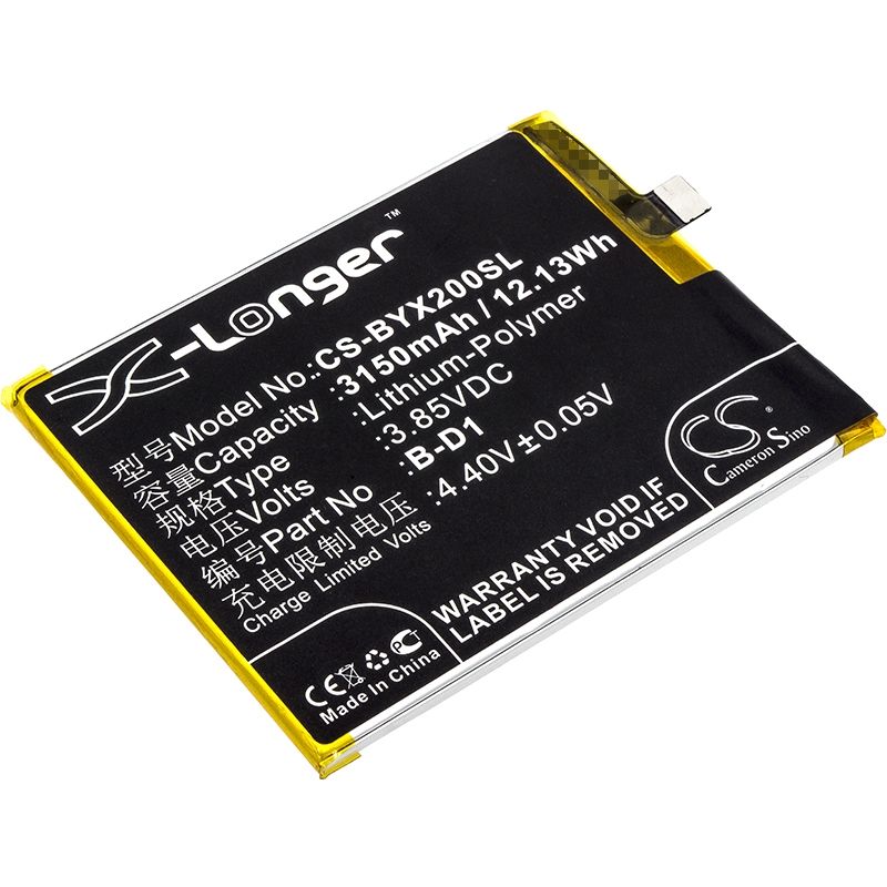 Li-Polymer Battery fits Bbk, vivo x20a, vivo x20a dual sim, vivo x20a dual sim td-lte 3.85V, 3150mAh Mobile & SmartPhone Cameron Sino Technology Limited