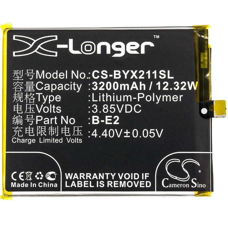 Li-Polymer Battery fits Bbk, vivo x21i, vivo x21i dual sim, vivo x21ia 3.85V, 3200mAh Mobile & SmartPhone Cameron Sino Technology Limited (Suspended)