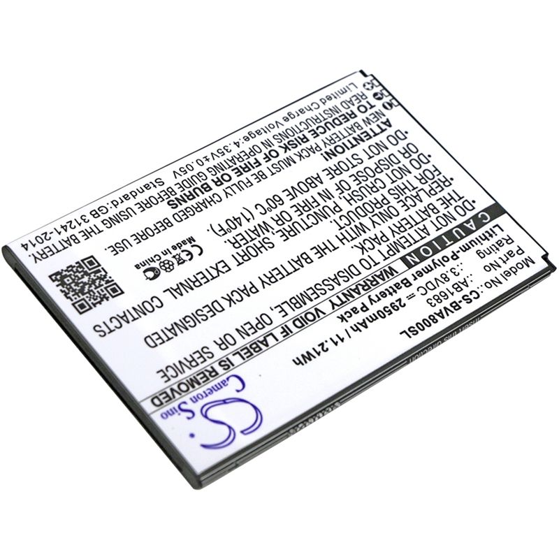 Li-Polymer Battery fits Blackview, a8 max 3.8V, 2950mAh Mobile & SmartPhone Cameron Sino Technology Limited