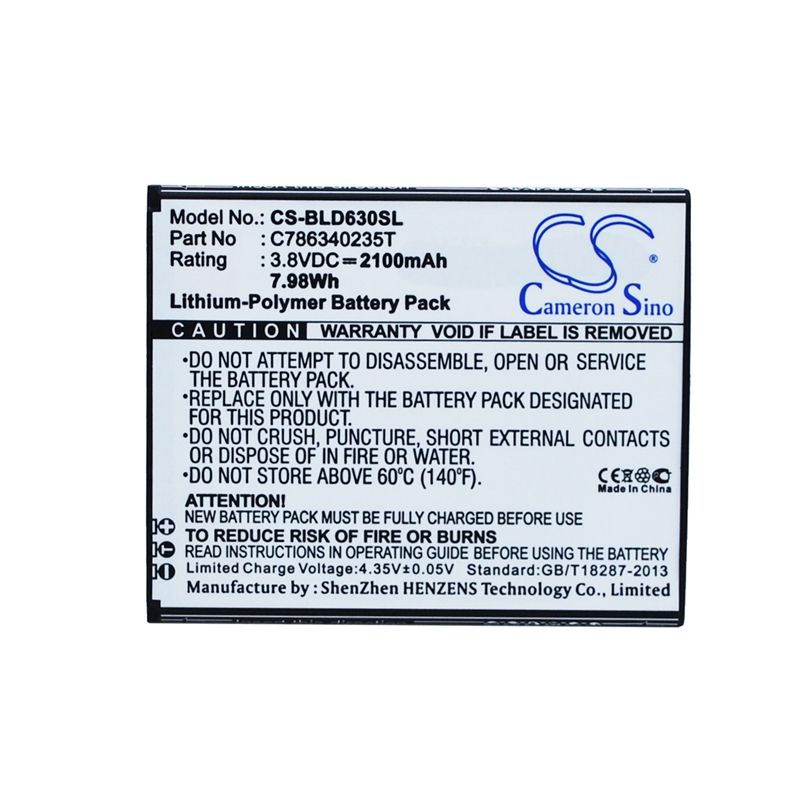 Li-Polymer Battery fits Blu, d630l, d630u, studio 5.5s 3.8V, 2100mAh Mobile & SmartPhone Cameron Sino Technology Limited