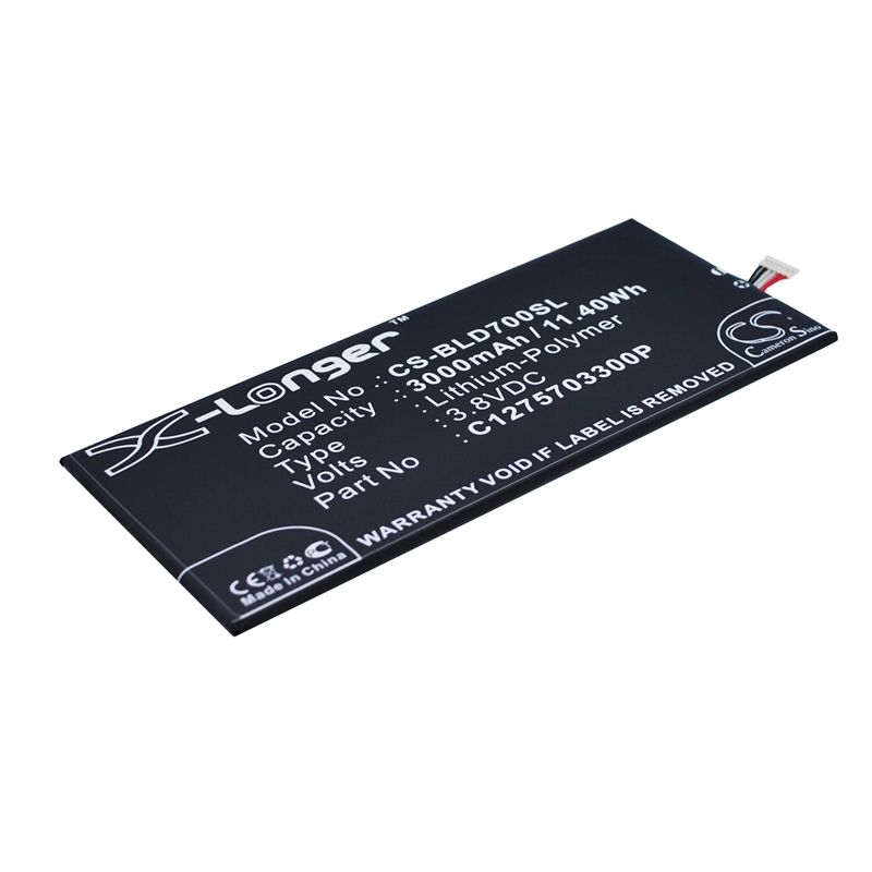 Li-Polymer Battery fits Blu, d700, d700a, d700i 3.8V, 3000mAh Mobile & SmartPhone Cameron Sino Technology Limited