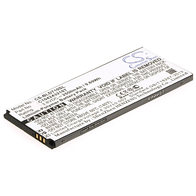 Li-Polymer Battery fits Blu, d710, d710x, n030 3.8V, 2550mAh Mobile & SmartPhone Cameron Sino Technology Limited