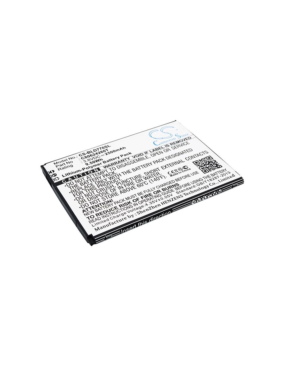 Li-Polymer Battery fits Blu, d770u, studio x plus 3.8V, 2500mAh Mobile & SmartPhone Cameron Sino Technology Limited
