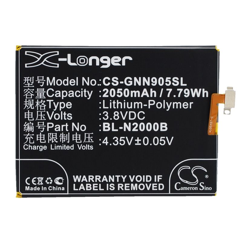 Li-Polymer Battery fits Blu, d980l, vivo air, fly 3.8V, 2050mAh Mobile & SmartPhone Cameron Sino Technology Limited