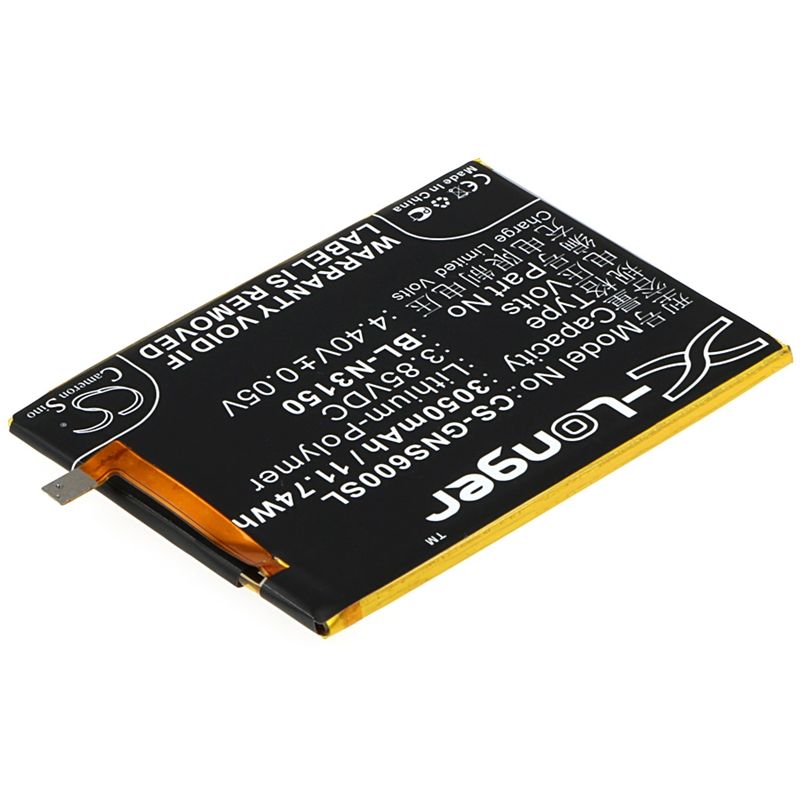 Li-polymer Battery Fits Blu, V0050uu, Vivo 5, Gionee 3.85v, 3050mah Mobile & SmartPhone Cameron Sino Technology Limited