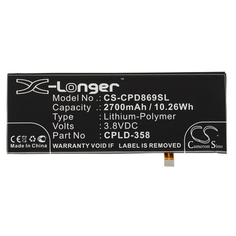 Li-Polymer Battery fits Coolpad,8690, 8690-t00, x7 3.8V, 2700mAh Mobile & SmartPhone Cameron Sino Technology Limited