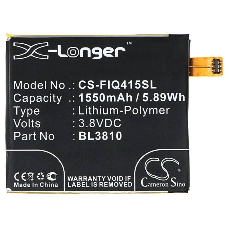 Li-Polymer Battery fits Fly, era style 3, iq4415 quad 3.8V, 1550mAh Mobile & SmartPhone Cameron Sino Technology Limited (Suspended)
