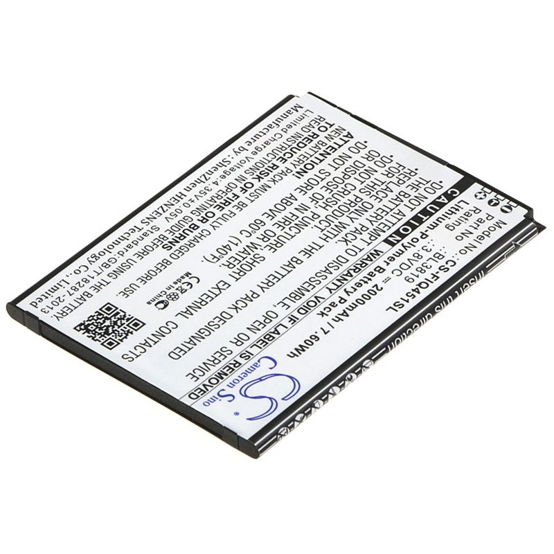 Li-Polymer Battery fits Fly, iq4514, iq4514 quad evo tech 4 3.8V, 2000mAh Mobile & SmartPhone Cameron Sino Technology Limited