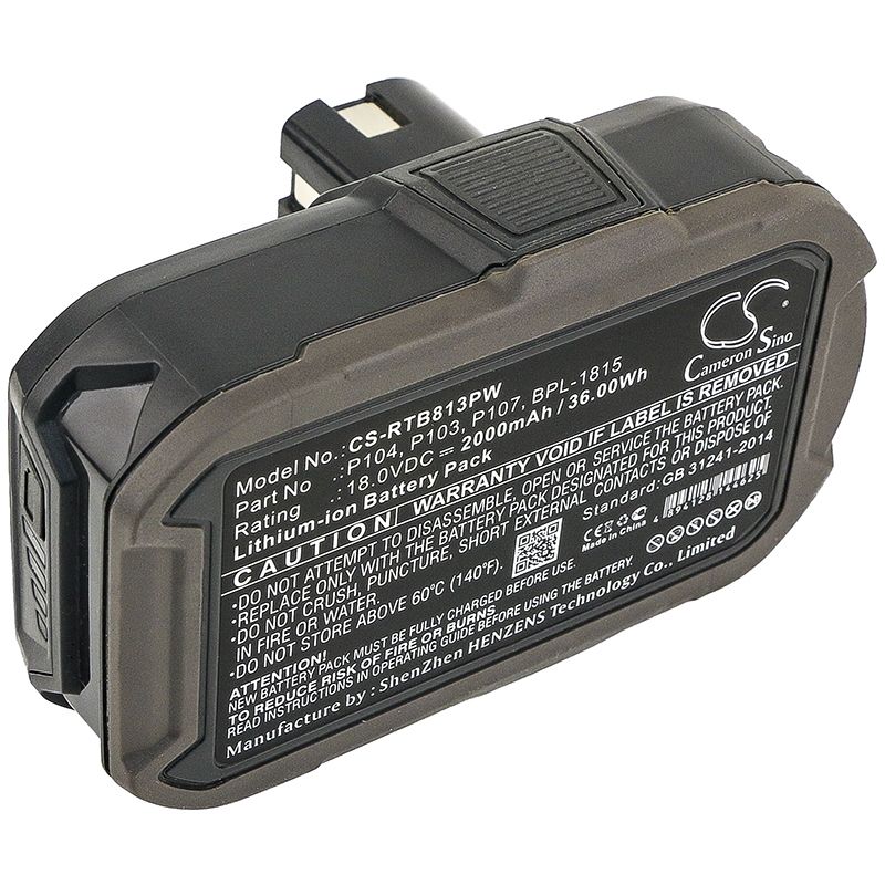 Li-ion Battery fits Ryobi, Bid-1801m, Bid-180l, Bid1821 18.0V, 2000mAh Power Tools Cameron Sino Technology Limited