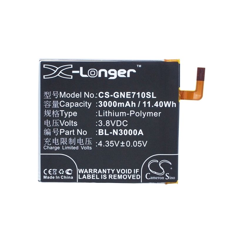 Li-Polymer Battery fits Gionee, elife e7l 3.8V, 3000mAh Mobile & SmartPhone Cameron Sino Technology Limited (Suspended)